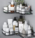 Plenzo Corner Shelf (Set Of 2)  Self Adhesive Bathroom Organizer Rack | Wall Mounted, No Drilling, Rustproof Metal Storage For 