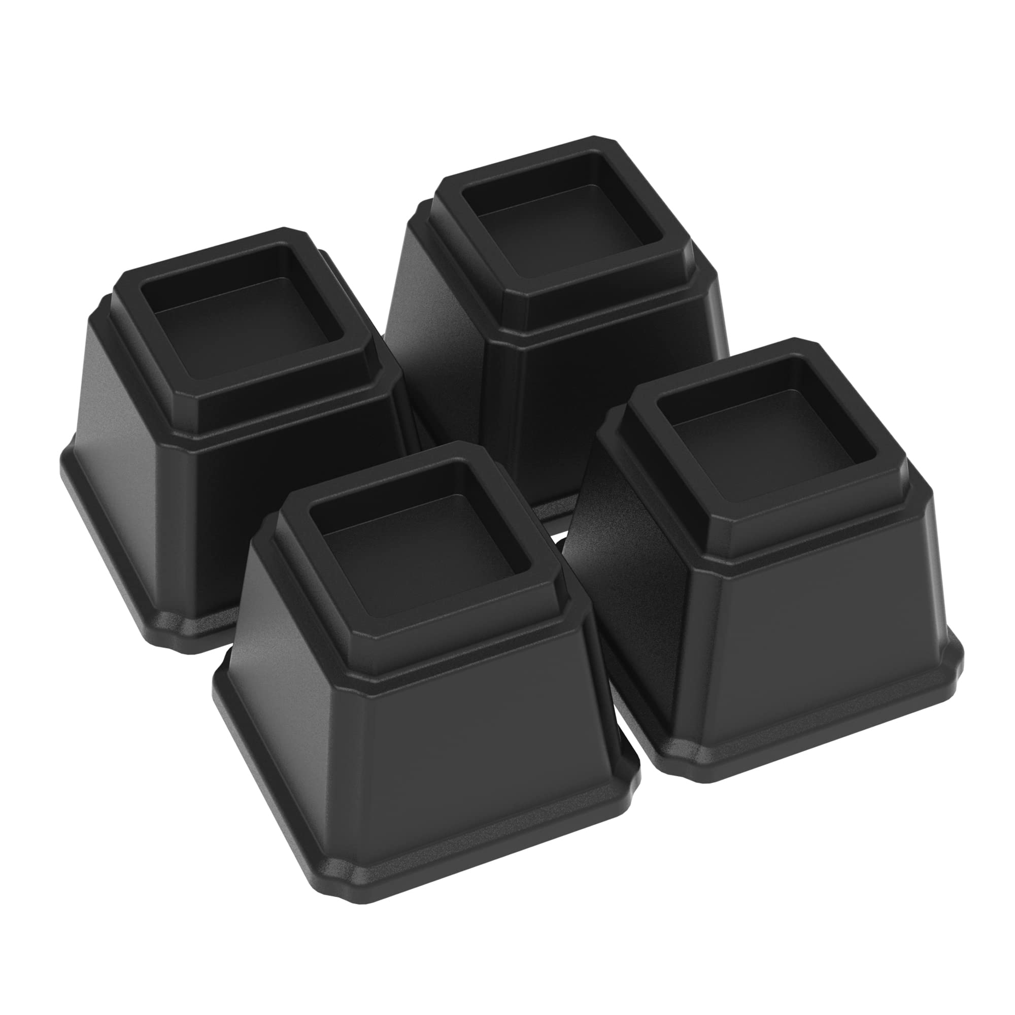 Napnapday Bed Risers 4 Inch Heavy Duty 4 Pack Bed Furniture Elevators, 1,500 Lbs Lifts Up Riser For Sofa And Table, Black