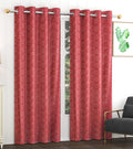 Exporthub Set of 2 Piece Heavy Quality Polyester Texture Design Maroon Color Eyelet Semi Sheer Window Curtains  Window  6 Feet