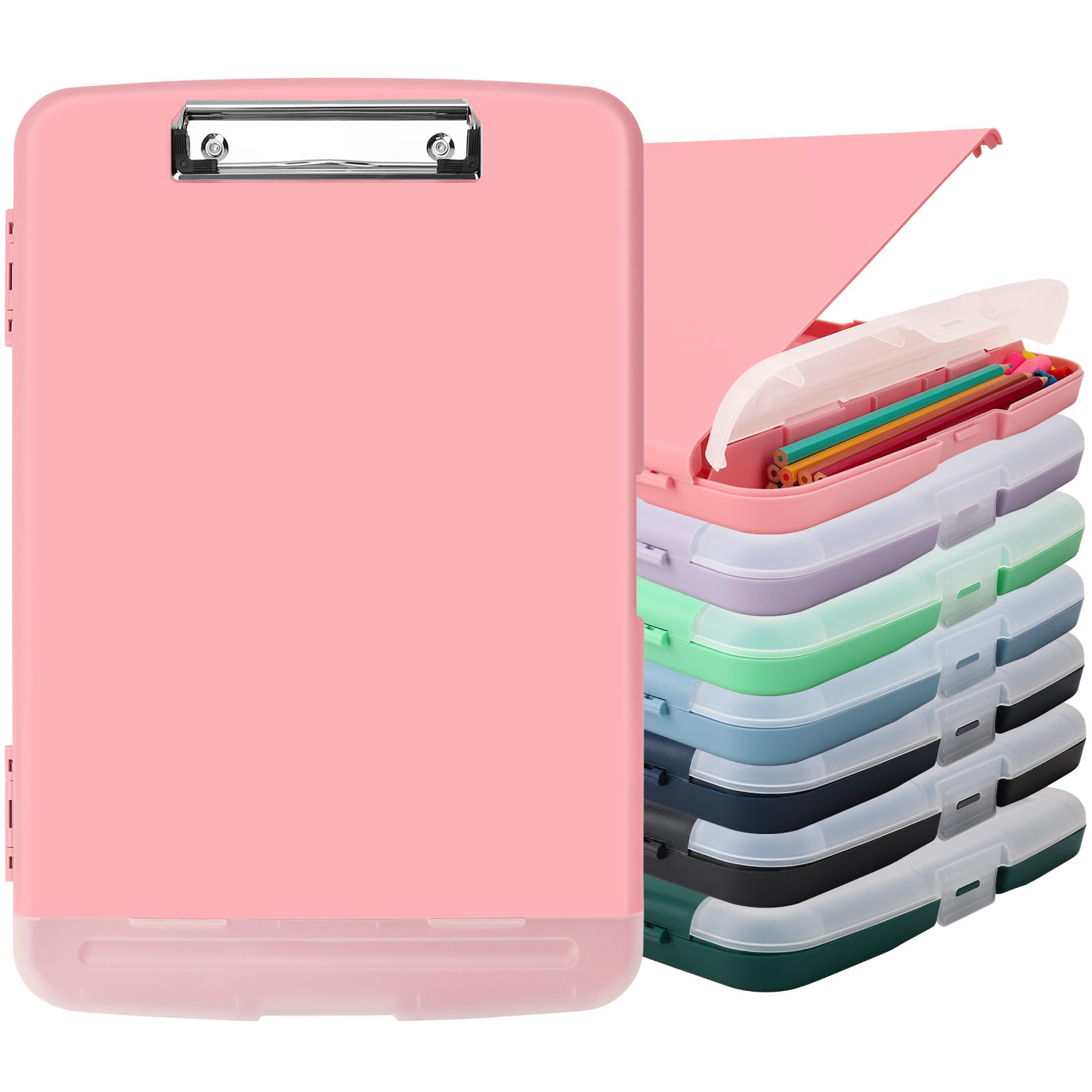 Peachy Pink Teacher Must Haves Clipboard With Pen Holder & Low Profile Clip, 8.5X11 Nursing Clipboard With Storage