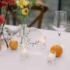 Jinmury Frosted Arch Wedding Table Numbers 1-15 With Stands, 5X7 Inch Frosted Arch Acrylic Sign With Black Letters, Frosted Arch