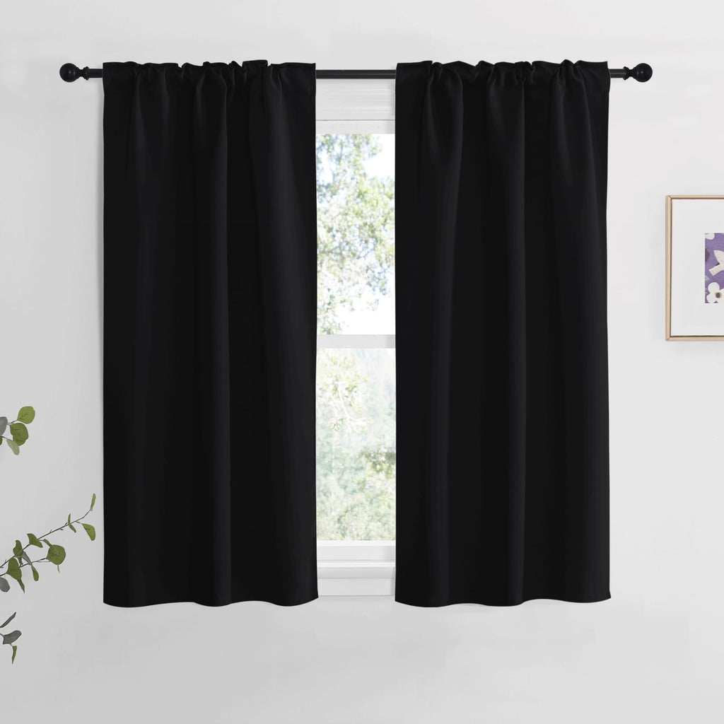 Nicetown Halloween Blackout Curtains Window Panel Drapes - (Black Color) W34 X L54, Double Panels, Home Decoration Light Blockin