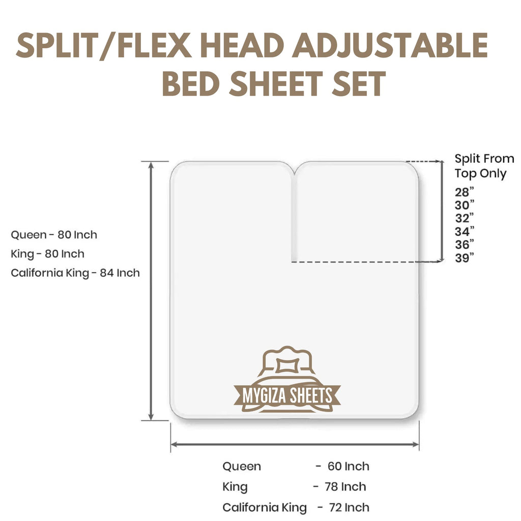 Flex Head King Sheets Sets For Adjustable Beds-Top Split King Sheets Sets (4 Pcs) King 34 Inch Down Sheets Taupe 15-18 Inch Deep Sheets