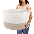 R RUNKA Extra Large Cotton Rope Basket 22' x 14' - Toy Basket for Kids -Blanket Basket for Living Room - Woven Baskets for Sto