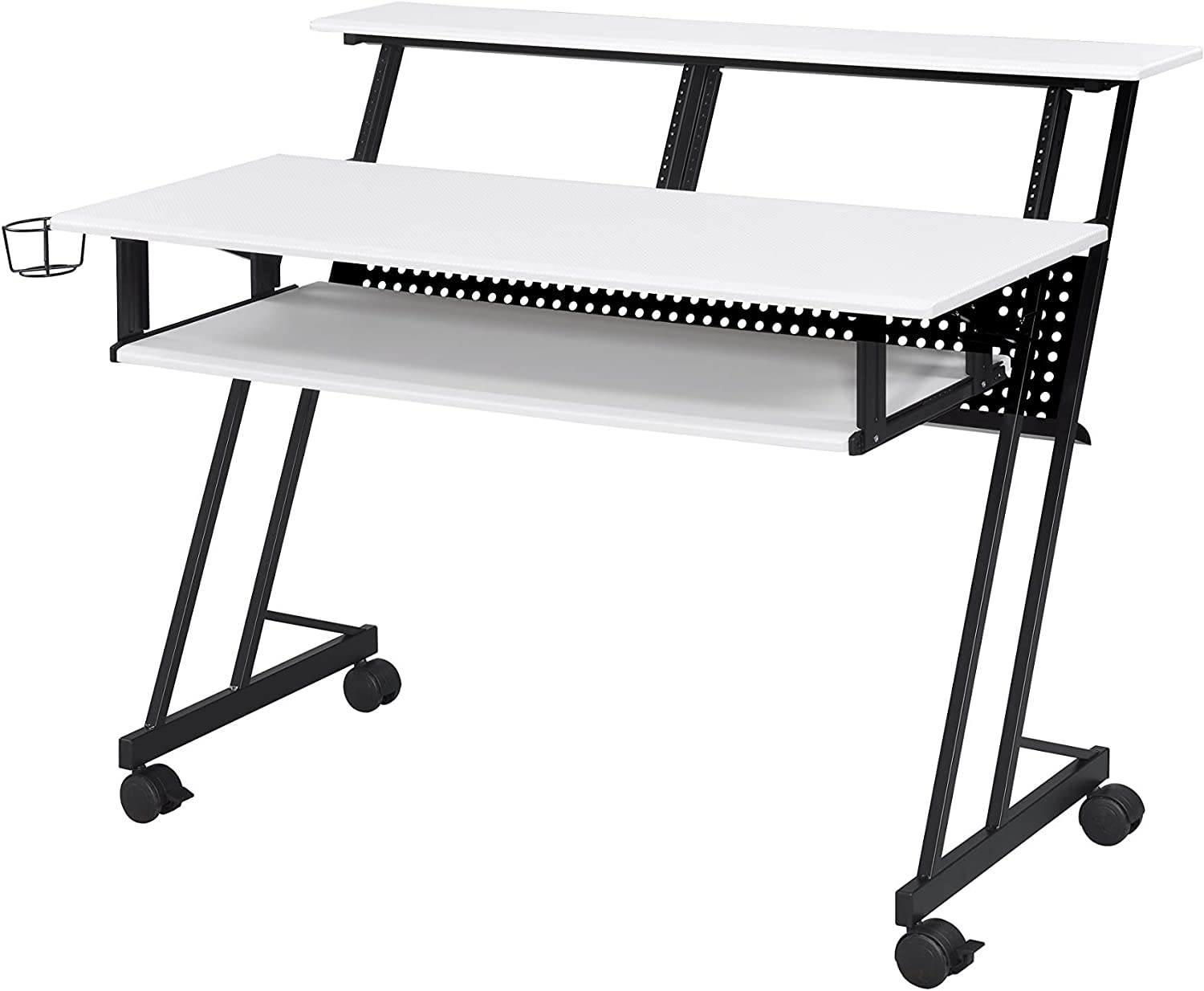 Acme Suitor Wooden Top Music Recording Studio Desk In White And Black