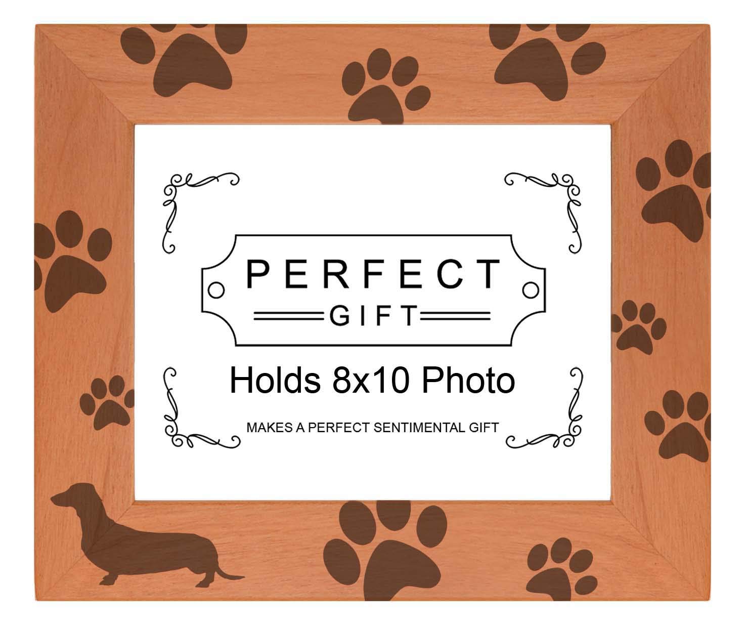 Gifts For All By Rachel Olevia Sentimental Photo Frame Dachshund Paw Prints Wood Engraved 8x10 Landscape Picture Frame