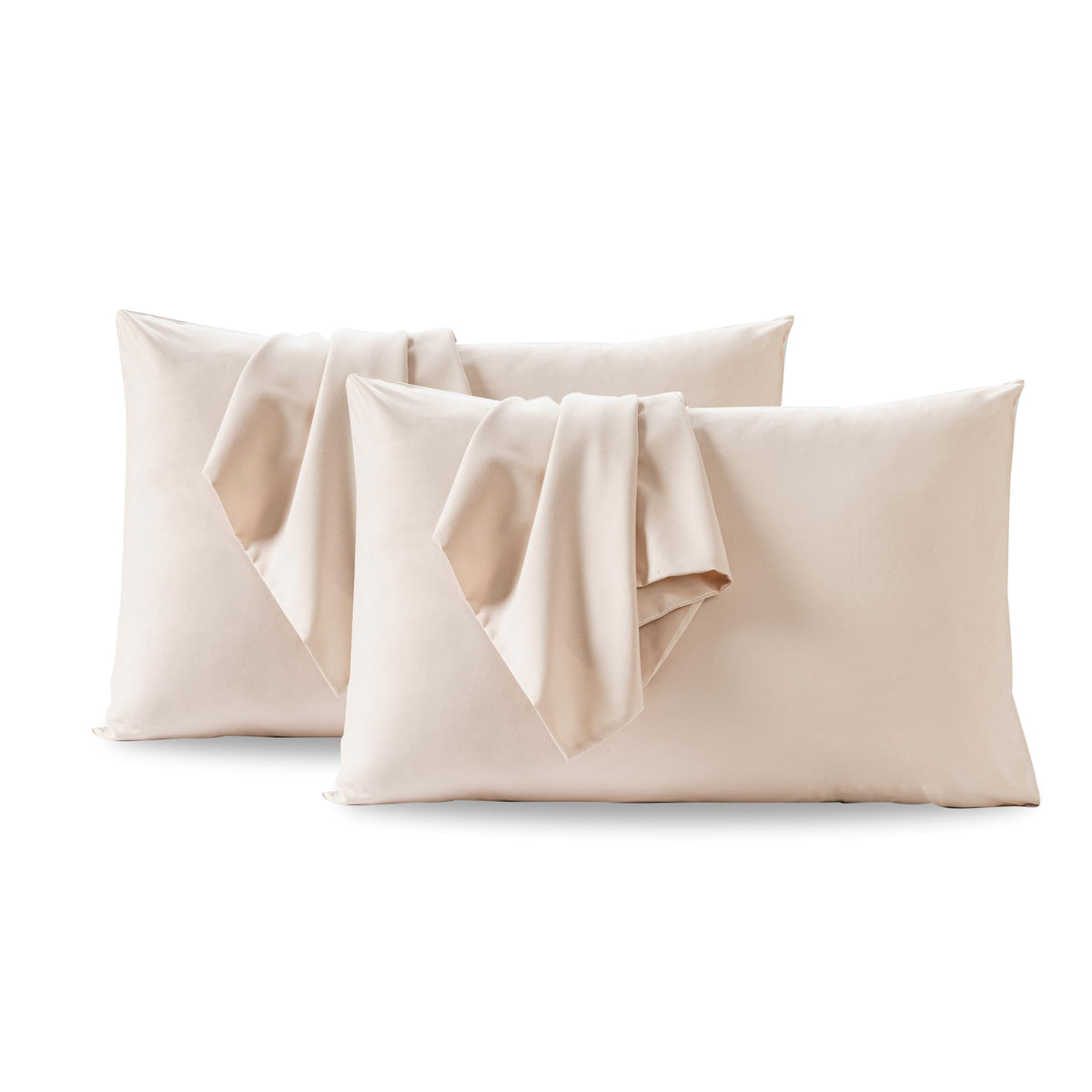 Nini All Pillow Cases 100% Brushed Microfiber Beige Pillowcases 2 Pack Soft & Breathable All Seasons Pillow Covers With Envelope