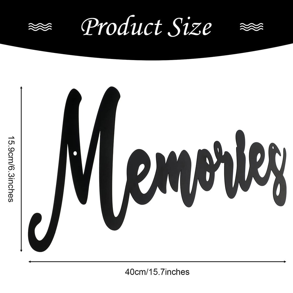 Hotop Metal Word Sign Memories Word Sign Rustic Black Cutout Memories Wall Decor For Home Library Office Diy Party Housewarming