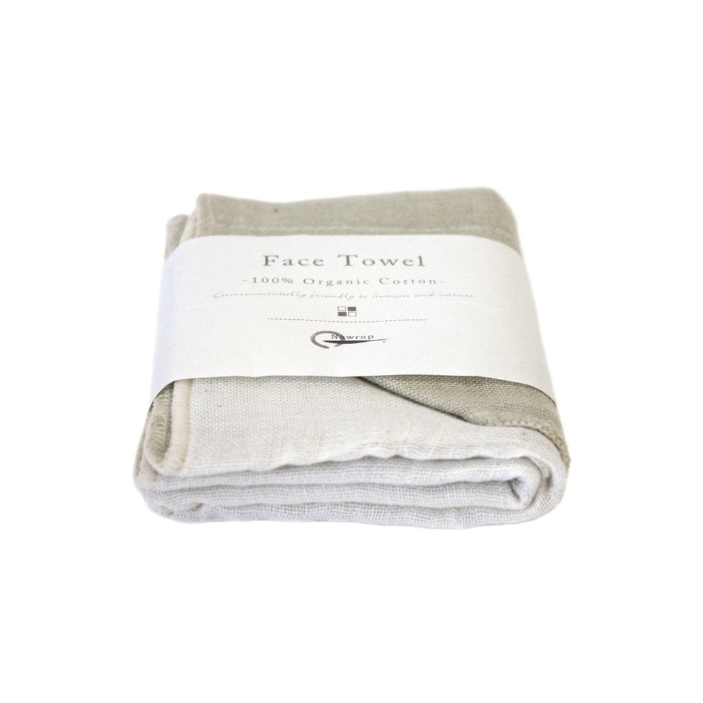 Nawrap 100% Organic Cotton, Face Towel, Green/Ivory