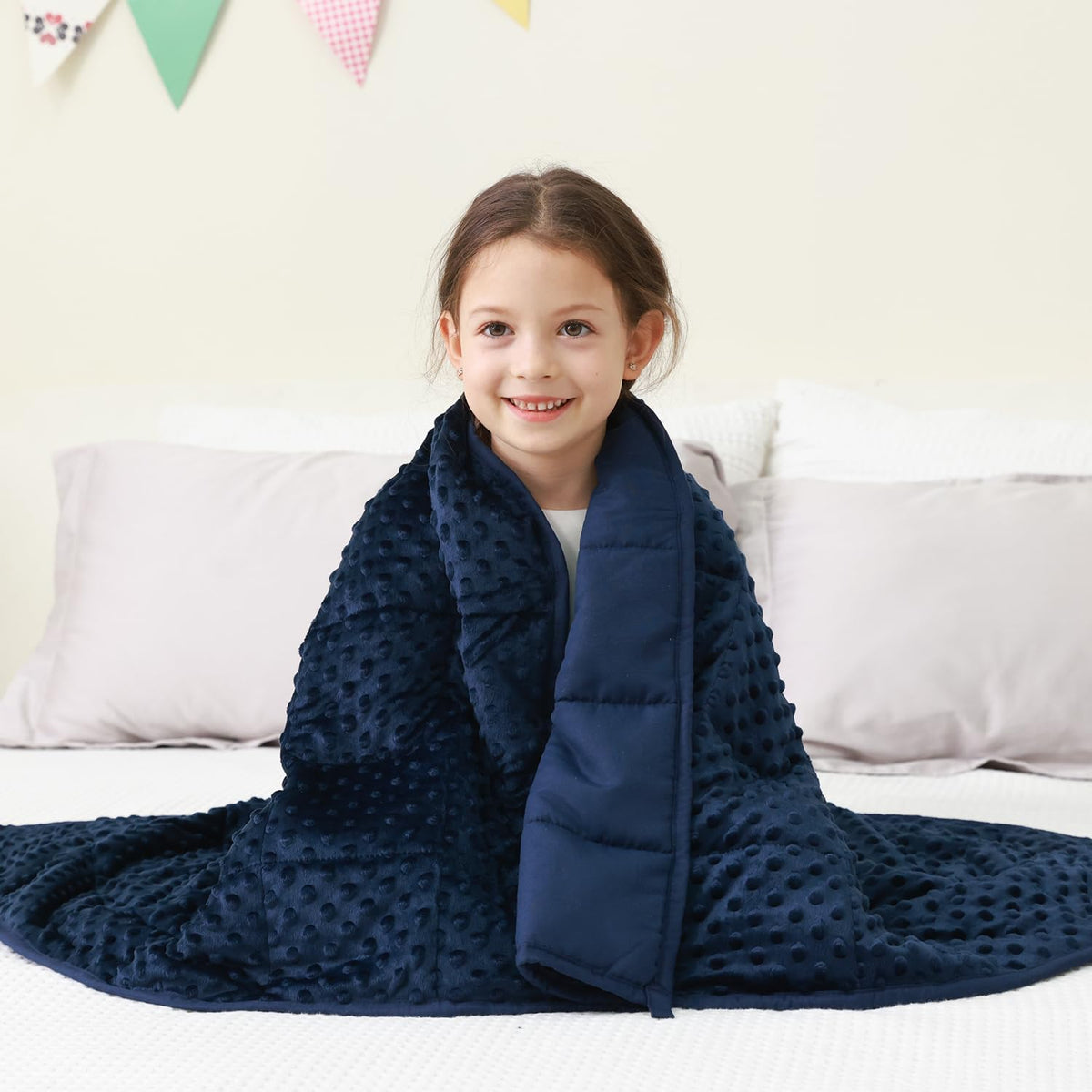Mr. Sandman Weighted Blanket 3Lbs 36 X 48 Inches, Minky Dots Heavy Blanket With Glass Beads, Soft And Cooling For School And Hom