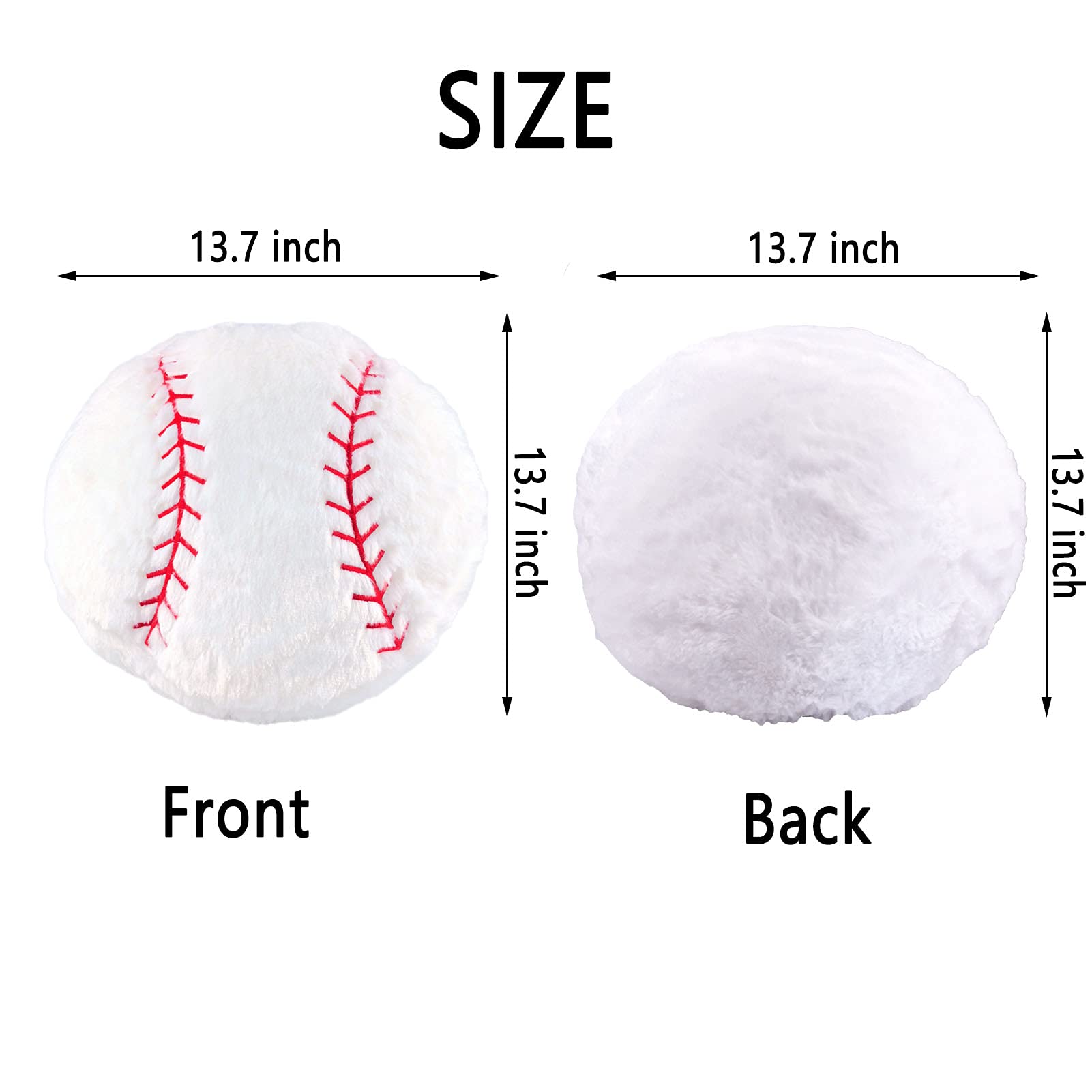 Choronmo Baseball Pillow Fluffy Baseball Plush Pillow Baseball Throw Pillow Soft Stuffed Baseball Plush Pillow Toy Durable Round