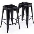 Vogue Furniture Direct 24 Bar Stools Black Backless Metal Barstools Indoor-Outdoor Counter Height Stools with Square Seat, Set o