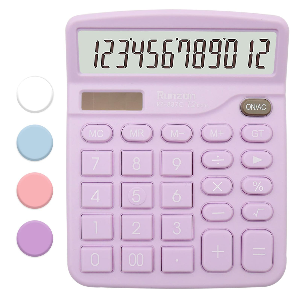 Purple Desktop Calculator - 12 Digit With Large Lcd Display, Office Supplies With Sensitive Buttons