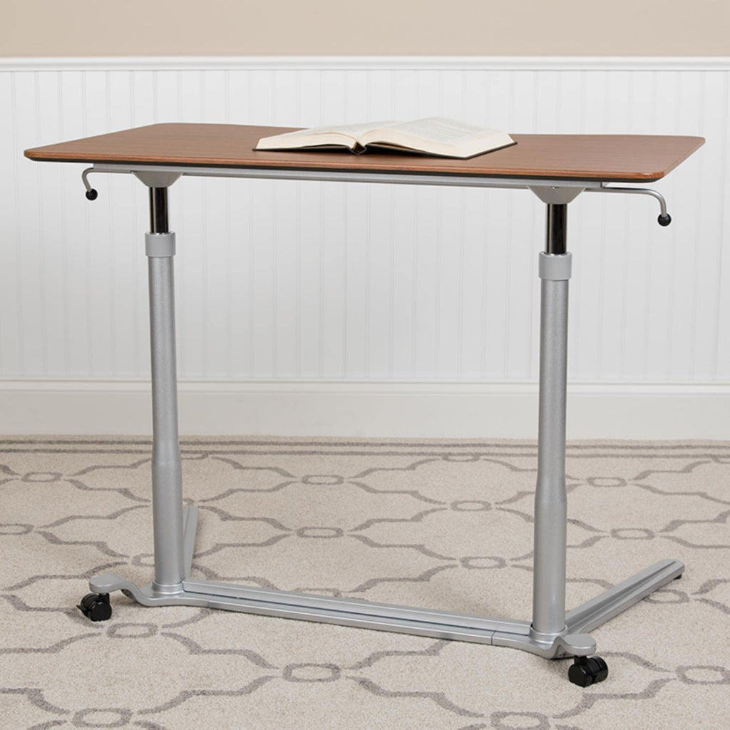 Flash Furniture Sit-Stand Cherry Ergonomic Computer Desk with 37.375"W Top