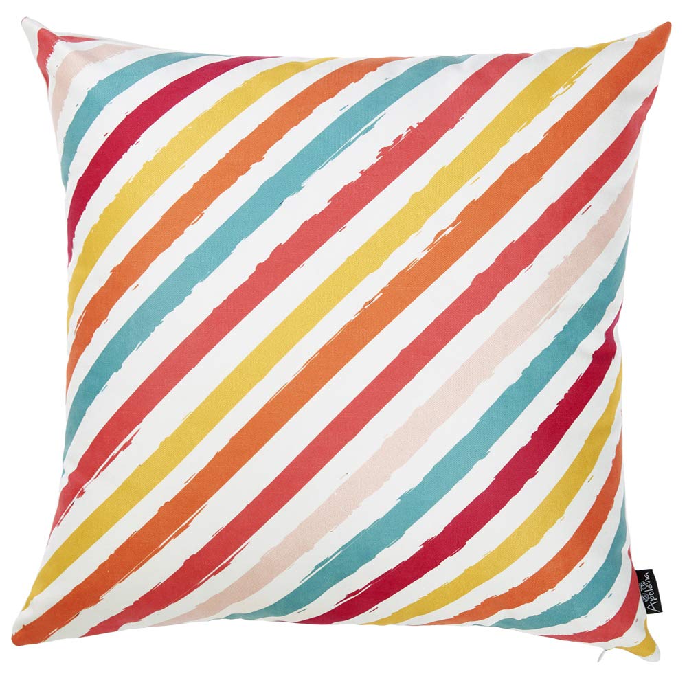 HomeRoots Multi Polyester 18'x 18' Tropical Diagonal Printed Decorative Throw Pillow Cover