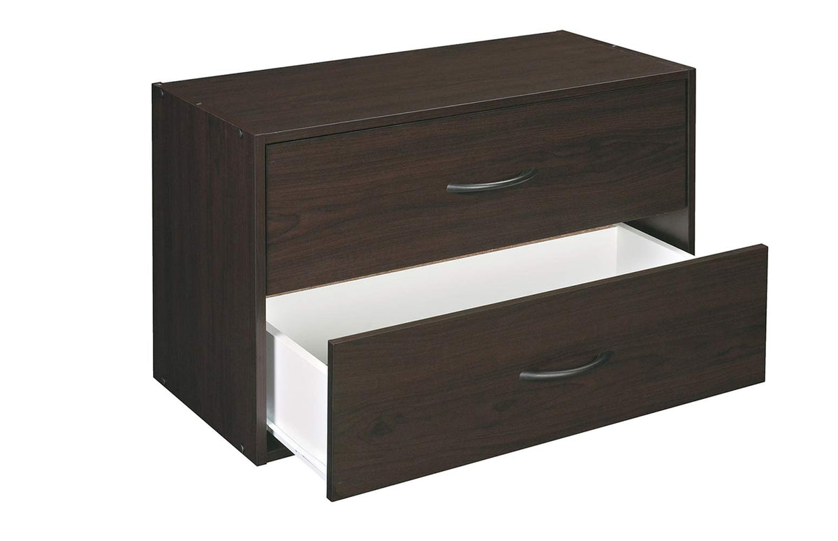 ClosetMaid 2 Tier Stackable Wooden Drawer Storage Organizer with Handles for Home, Office, Closet, Bedroom, and Bathroom, Espres
