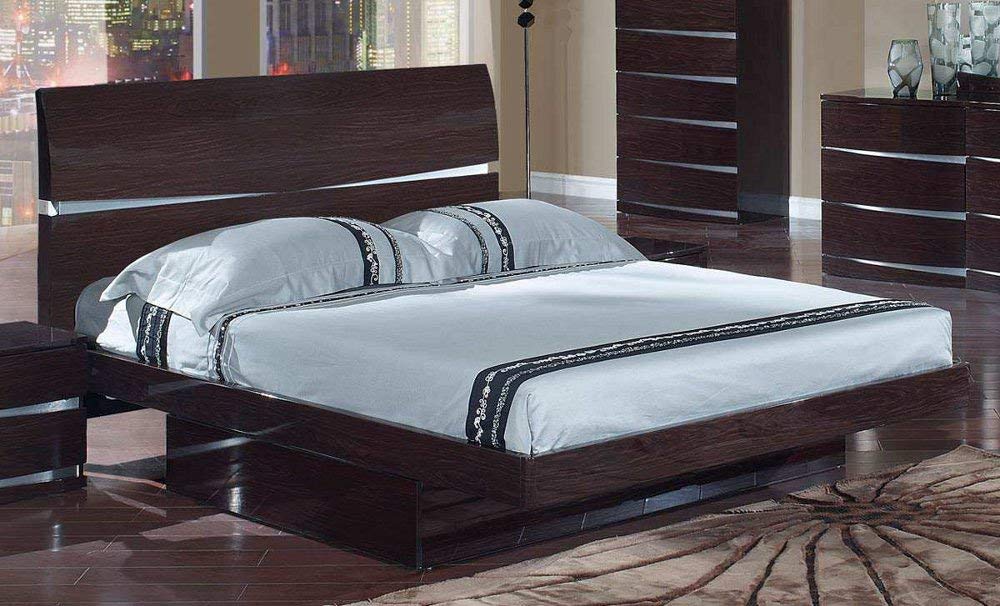 Global Furniture Aurora Collection Mdf/Wood Veneer Bedroom Set With King Bed, Wenge
