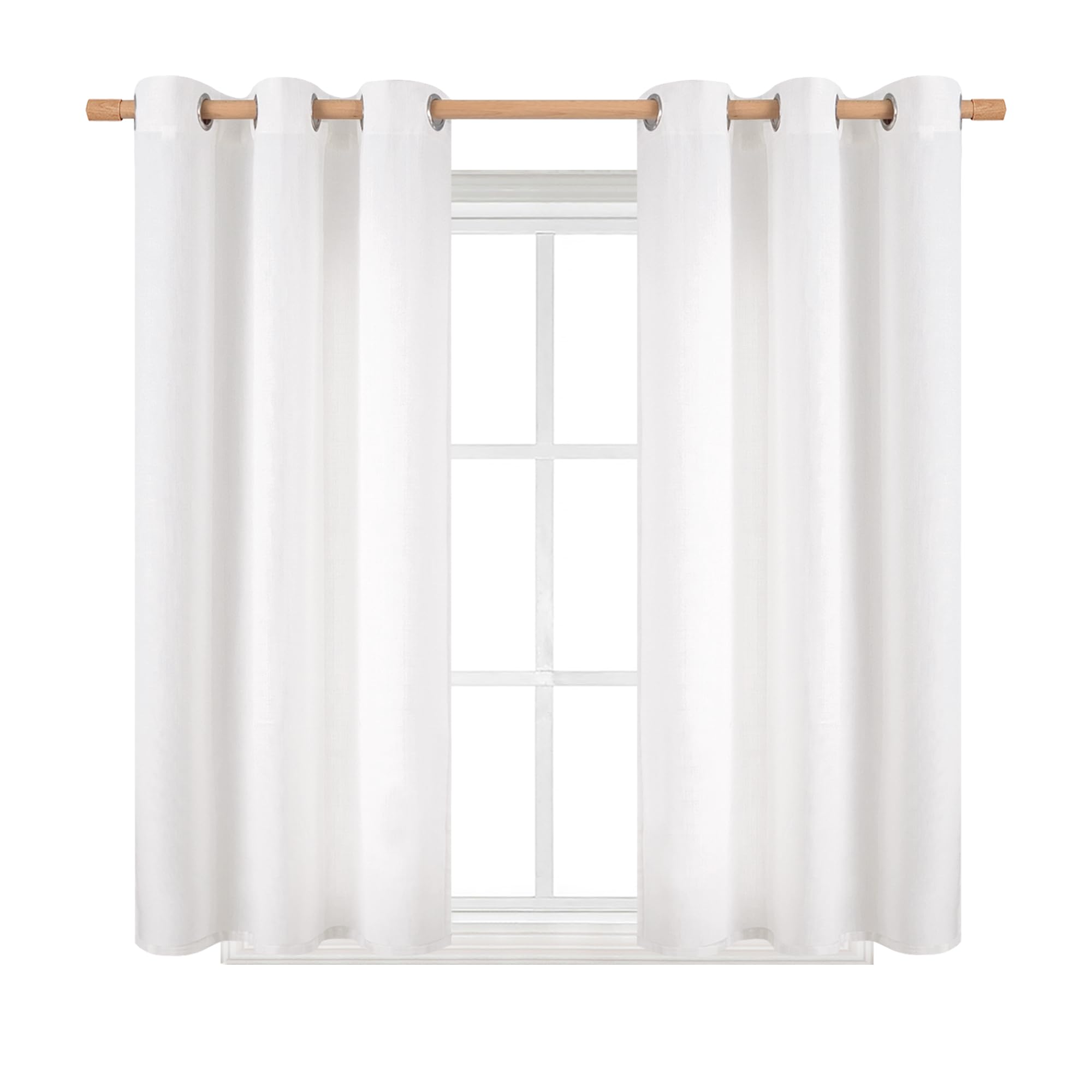 Bgment Pure White Curtains 54 Inch Length 2 Panels Set For Bedroom, Grommet Thick Linen Look Burlap Textured Light Filtering Privacy Window Drapes For Farmhouse Living Room, 42 X 54 Inch