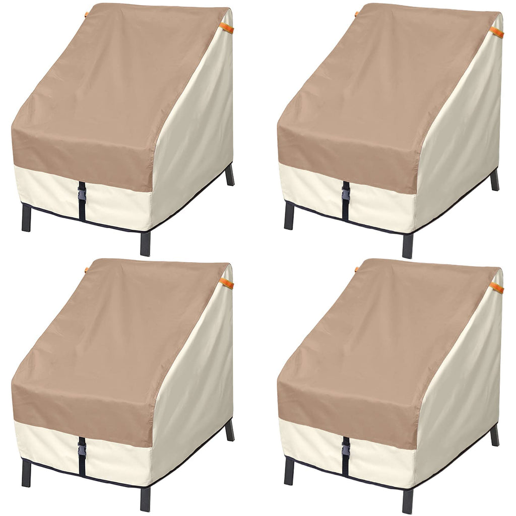 Porch Shield Patio Chair Covers - Waterproof Outdoor Lounge Deep Seat Adirondack Chair Cover 4 Pack - 34W X 37D X 36H Inch, Light Tan & Khaki