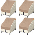 Porch Shield Patio Chair Covers - Waterproof Outdoor Lounge Deep Seat Adirondack Chair Cover 4 Pack - 34W X 37D X 36H Inch, Light Tan & Khaki