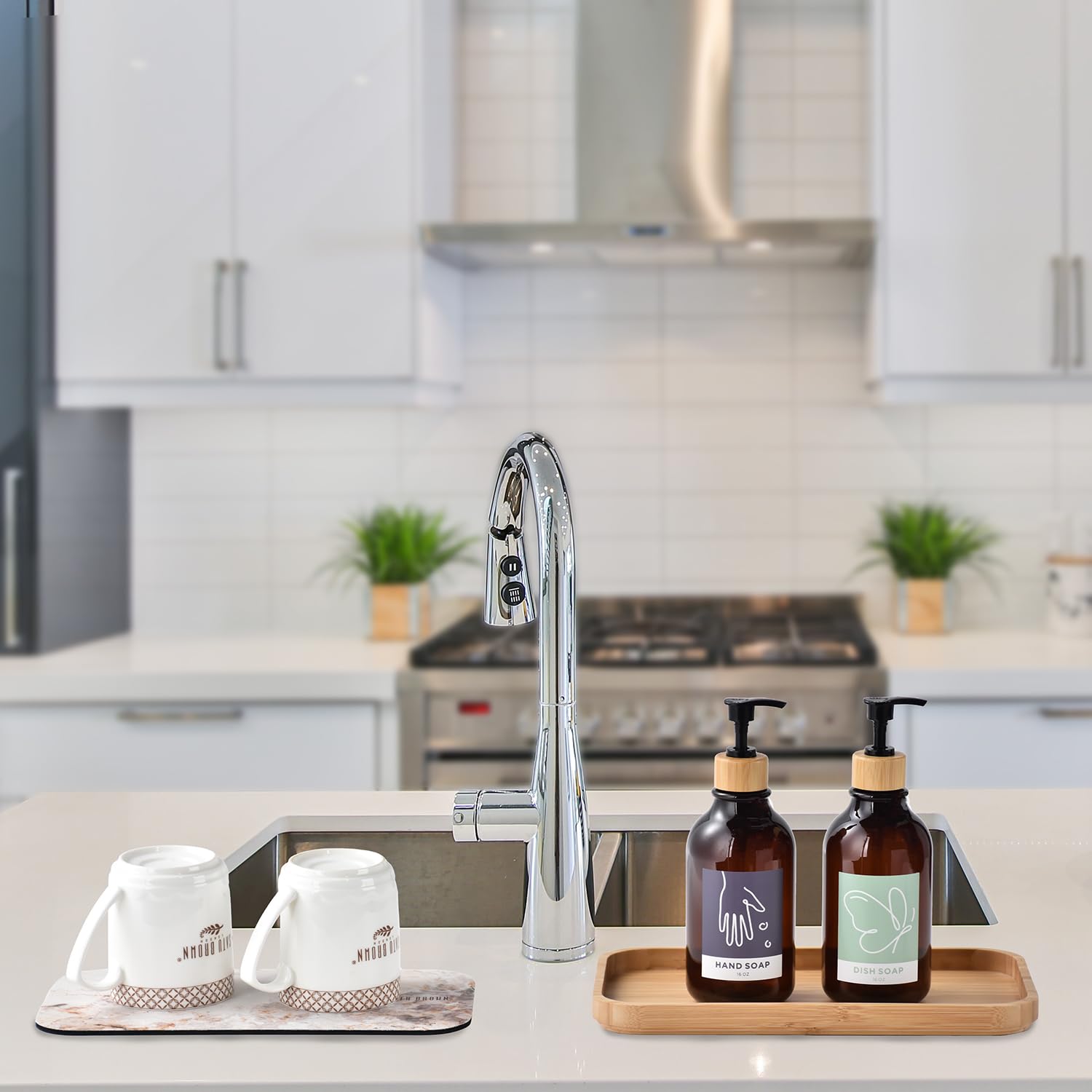 Bamboo Vanity Tray And Dish Drying Mat, Bathroom Counter Tray, Bamboo Tray For Bathroom And Home Decor, 11.8L X 6.1W X 0.9H Inch