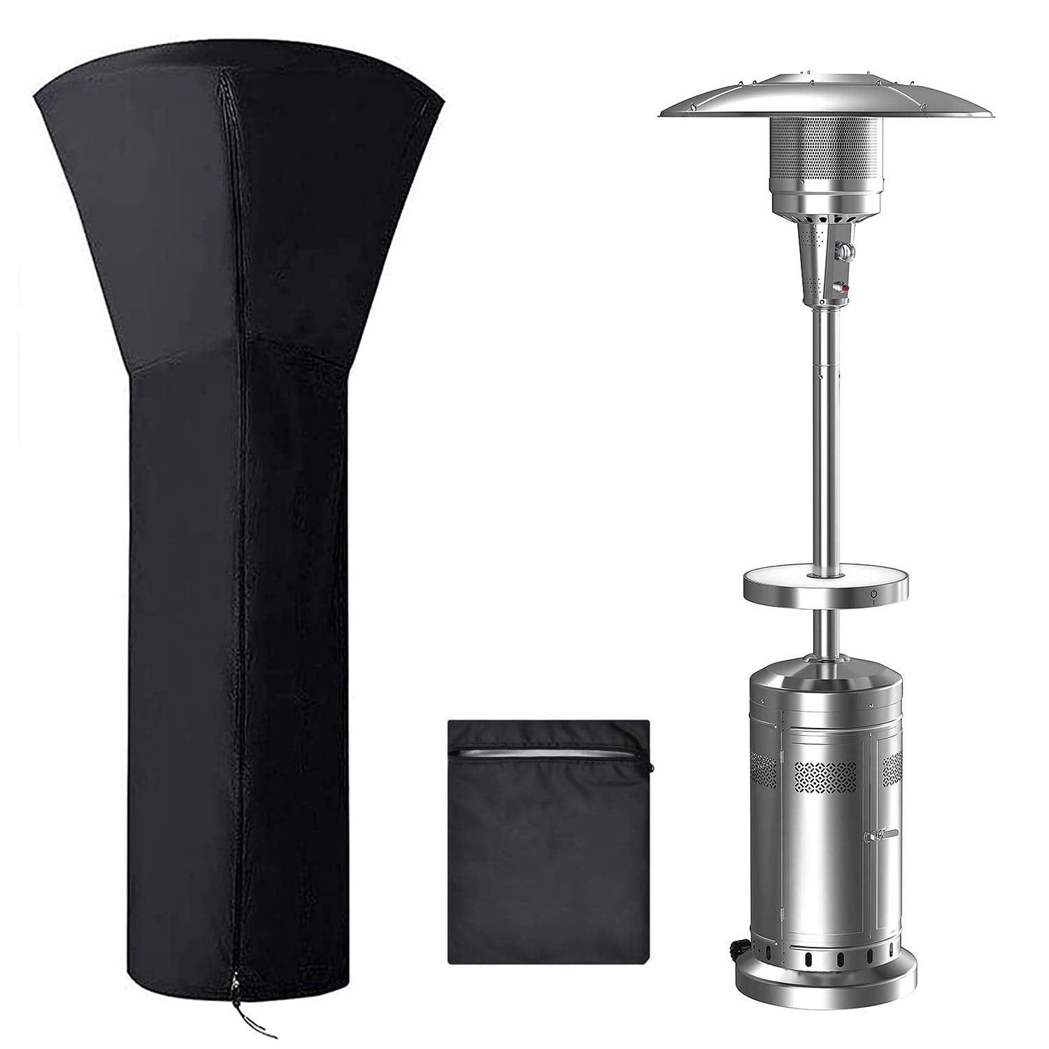 Anstrout 420D Patio Heater Cover Waterproof With Zipper, Outdoor Patio Propane Heater Cover With Storage Bag 24 Months Of Use Si