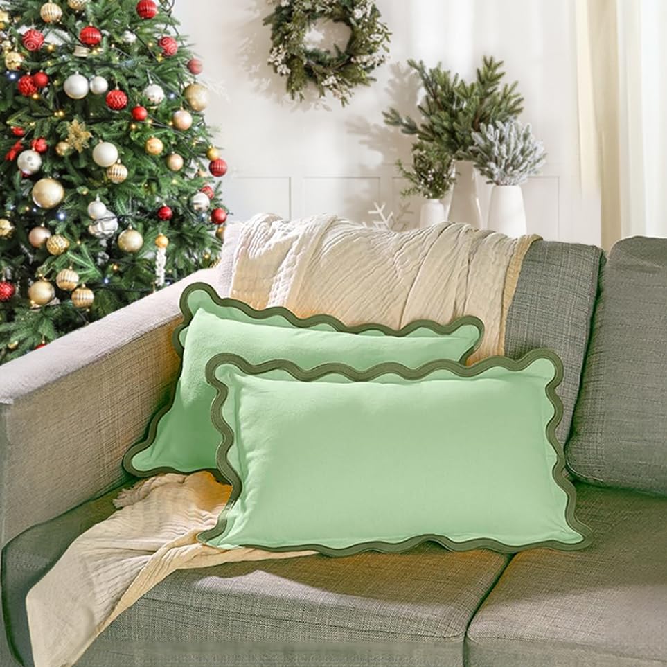 Folkulture Christmas Pillow Covers 12X20, Lumbar Pillow Decorative, Couch Pillows For Living Room, Set Of 2 Cute Outdoor Pillows