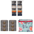 Kuber 4 Shelf Closet Hanging Organizer | Foldable 66 Liter Cloth Organizer For Storage With Steel Frames, Zip & Handles | Flower