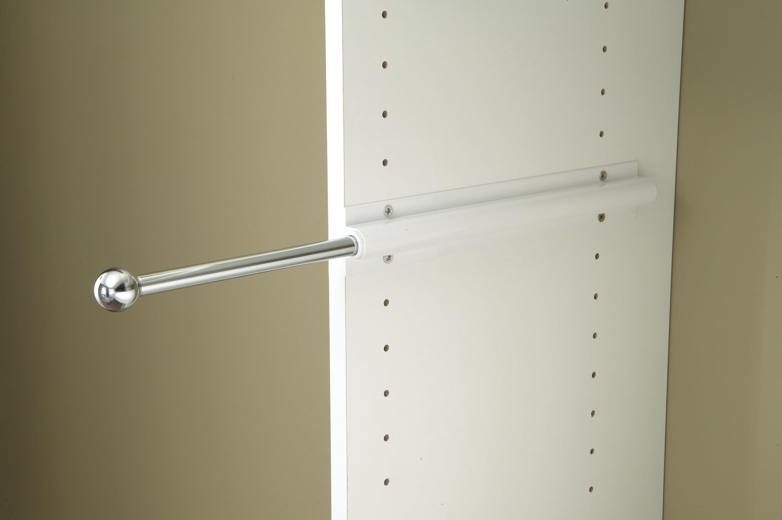 Easy Track RA1204 12 Inch Easily Accessible Metal Sliding Wardrobe Closet Organizer Rod with Installation Hardware Included, White