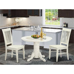 East West Furniture SHWE3-WHI-W 3 Piece Dining Room Table Set Contains a Round Kitchen Table with Pedestal and 2 Dining Chairs, 42x42 Inch, Linen White