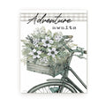 Adventure Awaits With Flower Basket On Bicycle Farmhouse Style Wood Wall Decor Sign 12x15