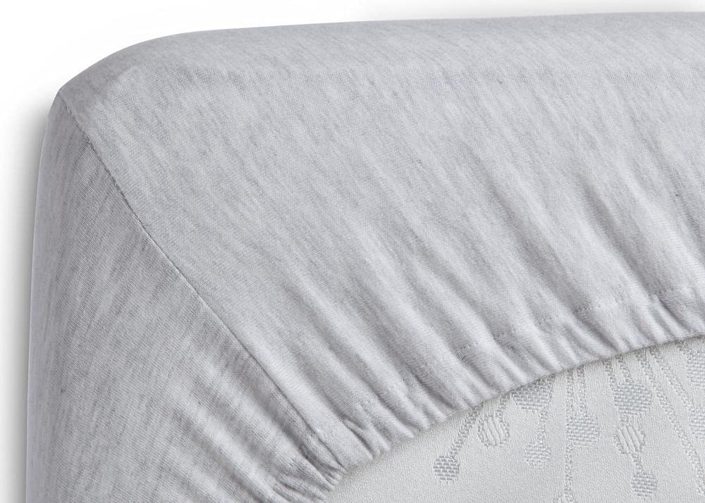 DESTINY CRESCENT BEDDING Full XL 100% Cotton Jersey Knit Sheet Set - Heather Grey, Extra-Soft, Hypoallergenic, 15 Deep Pockets, 4PC