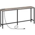 Mahancris Console Table With Power Outlet, 63' Narrow Sofa Table, Industrial Entryway Table With Usb Ports, Behind Couch Table For Entryway, Hallway, Foyer, Living Room, Bedroom Cthg16E01Z1