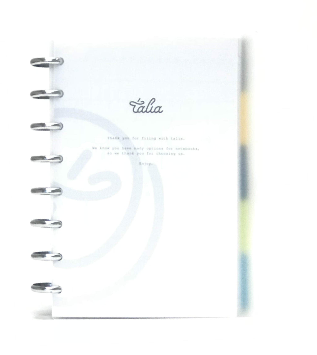 Talia Discbound Notebooks, Planner, Customizable, (Yclear W/Silver Discs, Junior (5.5In X 8.5In))