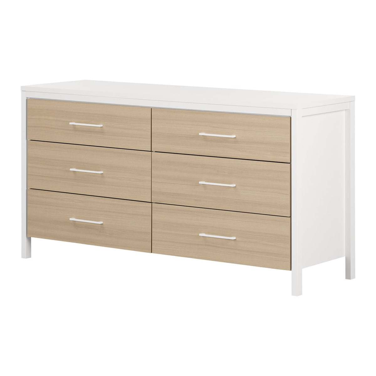 South Shore Munich 6-Drawer Double Dresser, White And Soft Elm