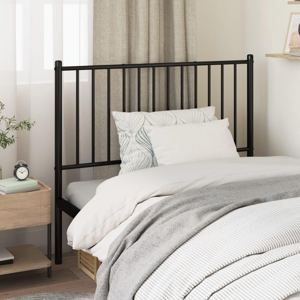 vidaXL Powder-Coated Steel Headboard, Robust Metal Construction, Black - Easy Assembly, Versatile Round Tube Design, Perfect for 39.4" Mattress
