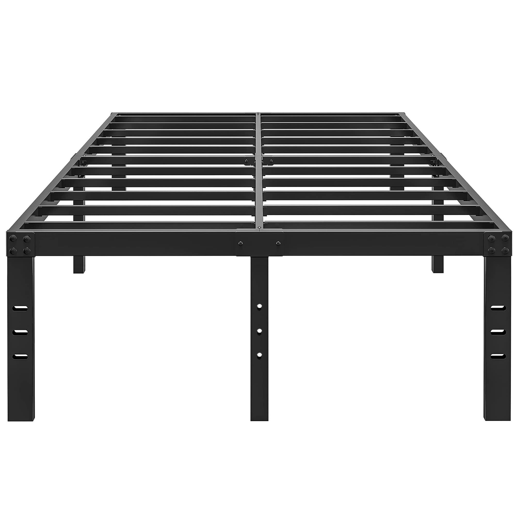 Aldrich 18 Inch Metal California King Size Bed Frame - Black Basic Steel Slats Cali Platform, Easy Assembly Heavy Duty Noise Free Cal Bedframes, No Box Spring Needed