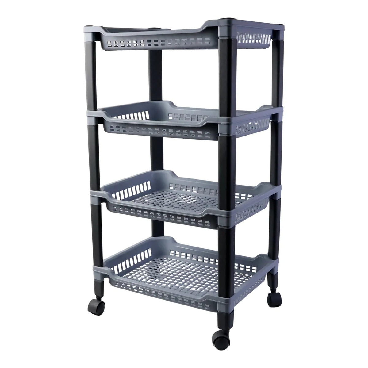tot2hom 4 Tier Plastic Basket Storage Rack with Wheels