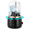 Toothbrush Holders for Bathrooms,Rotating 7-Slot with Cover and Draining Water,Kids Electric Toothbrush Holder and Toothpaste St