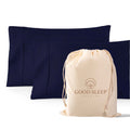 1000 Tc Navy Blue Standard Pillowcases Set Of 2 100% Egyptian Cotton Pillow Cases With Long Staple Cotton & Sateen Weave, Silky