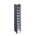 Household Essentials Hanging Narrow Cotton Blend And Plastic Closet Organizer With 10 Storage Shelves, Denim Blue