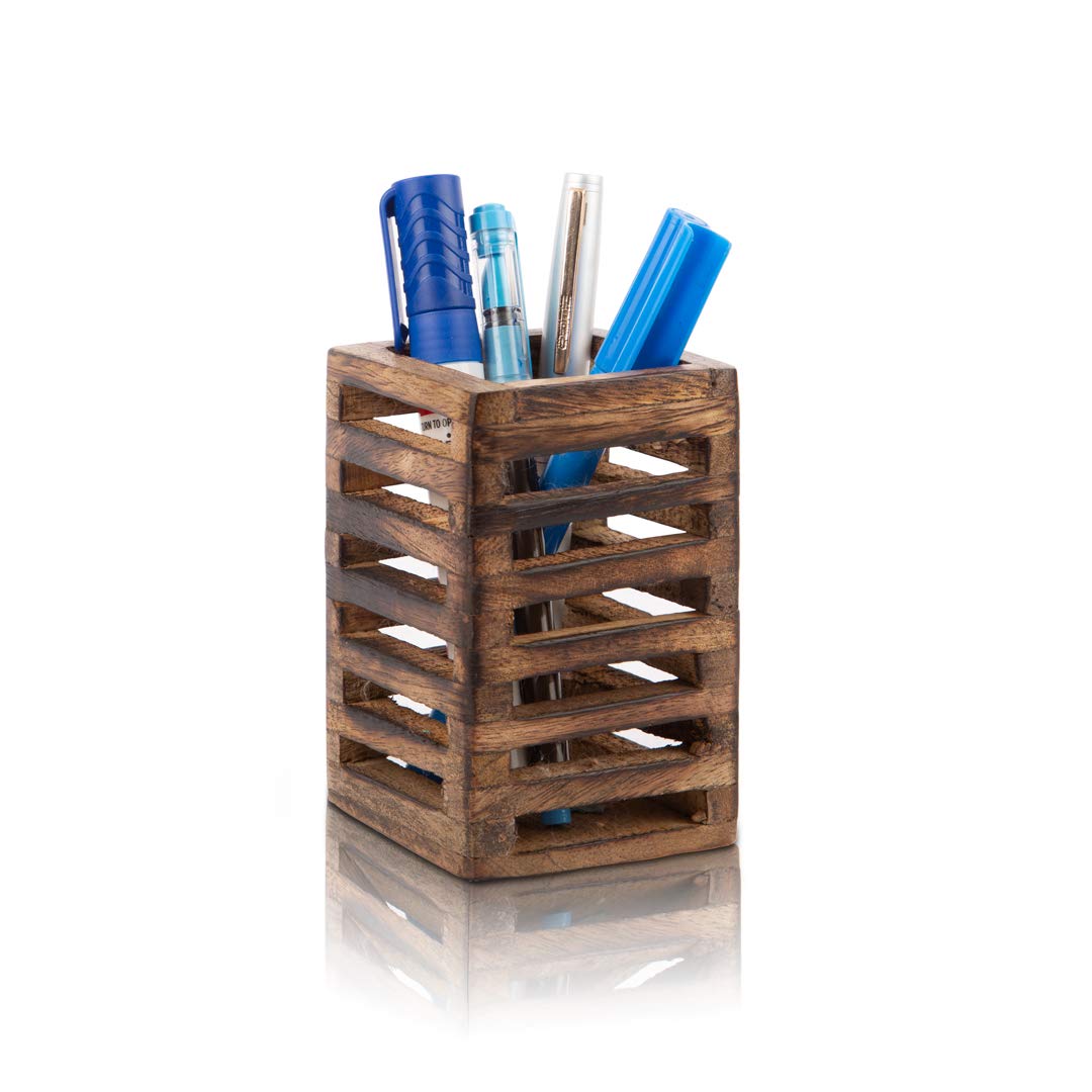 Birthday Gift Ideas Handcrafted Wooden Pen Pencil Holder Organizer For School Desk Home Or Office Unique Stationary Supplies For