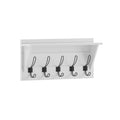 HBCY Creations 24 Wall Mounted Storage Rack - Pine Wood Construction - Solid White Finish - Upper Storage Shelf - 5 Hooks - Idea