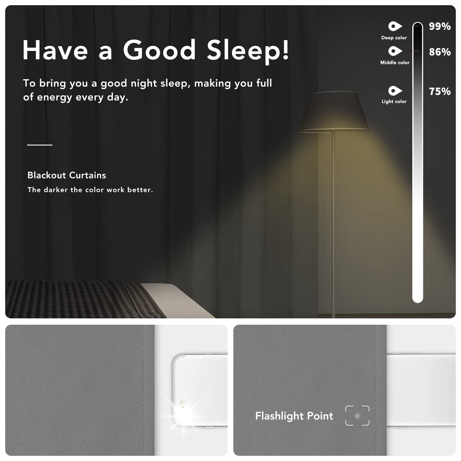 Easy-Going Rod Pocket Blackout Curtains For Bedroom, Room Darkening Window Curtains For Living Room, Thermal Insulated Noise Reduction Solid Window Drapes, 2 Panels(34X84 In, Light Gray)