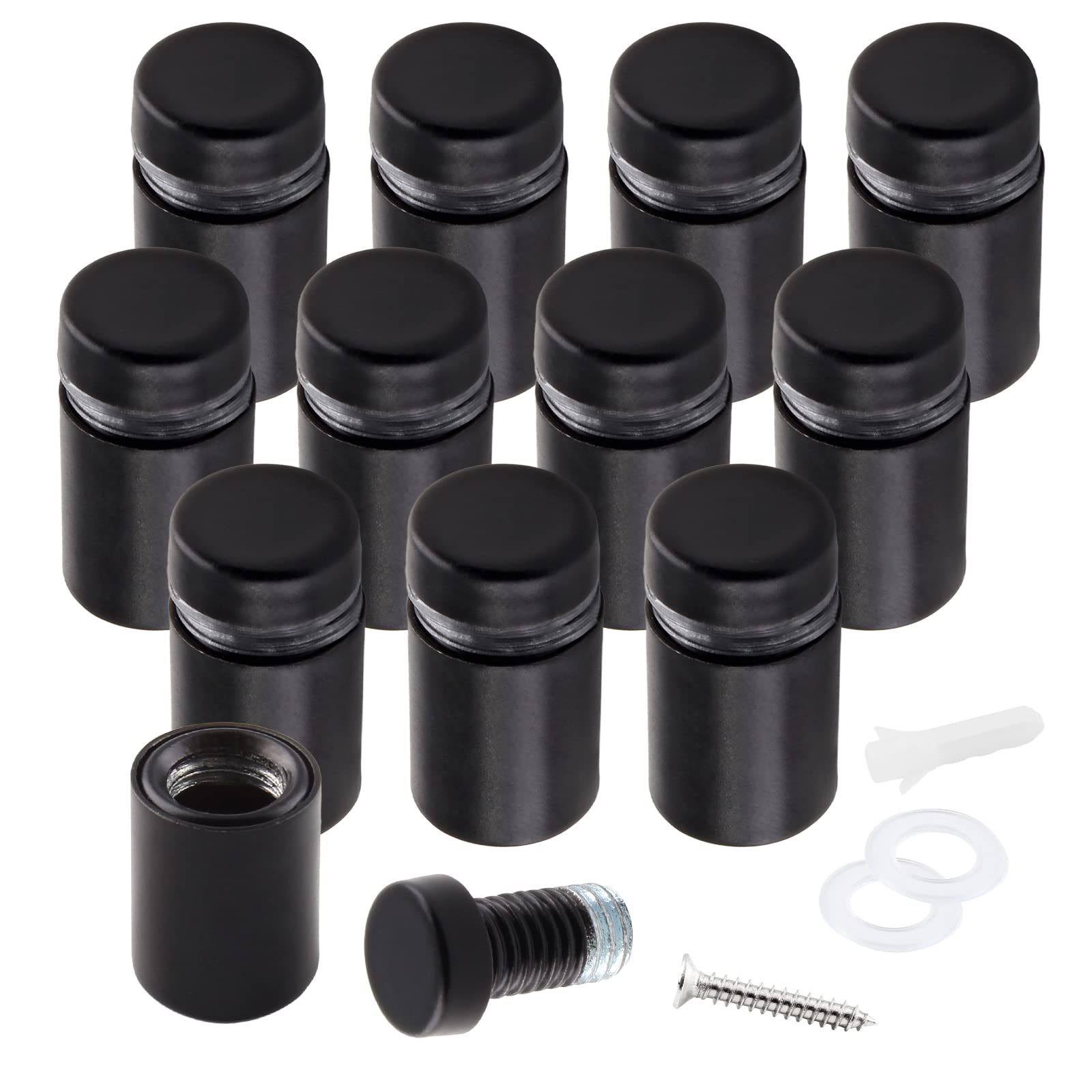 Zorveiio 1/2' X 3/4' Sign Standoff Screws Black Wall Standoff Mounts, Acrylic Standoff Screws Glass Standoff Sign Standoffs Ac