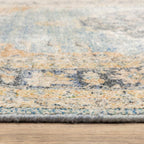 HomeRoots 509473 10 x 13 ft. Blue & Beige Oriental Hand Loomed Stain Resistant Rectangle Area Rug with Fringe