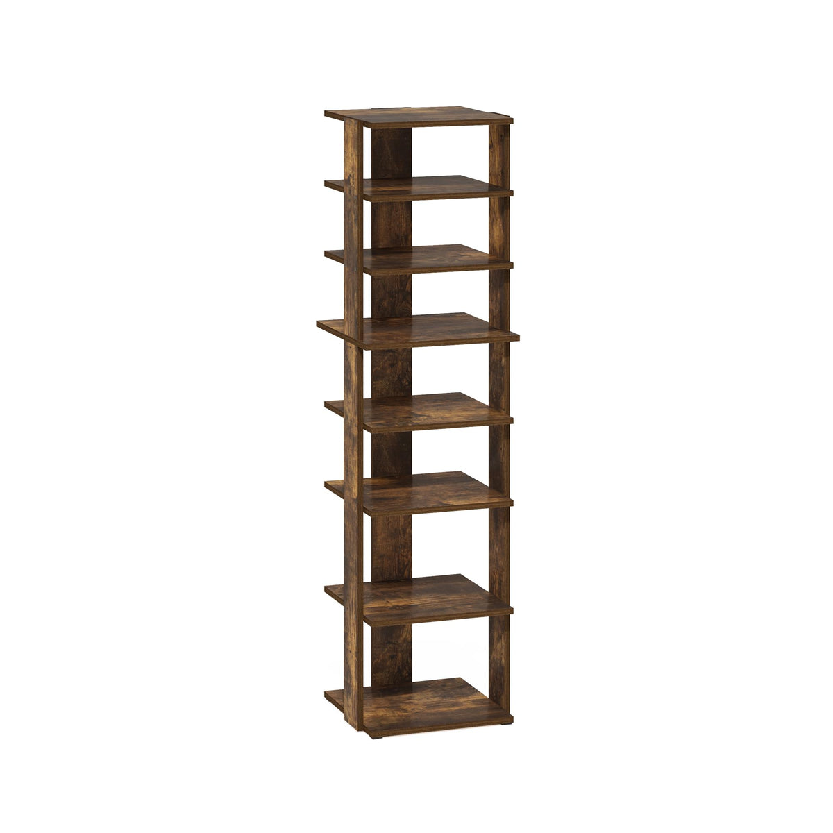 Furinno Compact 8-Tier Vertical Space Saving Free Standing Shoe Tower, Shoe Rack for Closet Entryway, Amber Pine