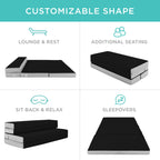 Best Choice Products 4In Portable Queen-Size Mattress, Tri-Fold Mattress For Camping, Guest, Toddler, Foam Plush W/Carry Case - Onyx Black