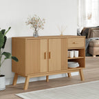 vidaXL Olden Sideboard-Brown, Solid Pine Wood, with 1 Drawer, 2 Doors-Storage Cabinet for Living Room/Dining Hallway, 44.9x16.9x28.9