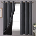 Youngstex Dark Grey Insulated Blackout Curtains For Bedroom, Grommet Heavy Full Room Darkening Thermal Window Drapes With Thick